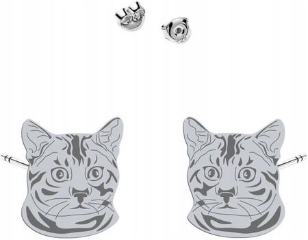 Mejk Jewellery Kolczyki Srebrne Kot Bengalski 925