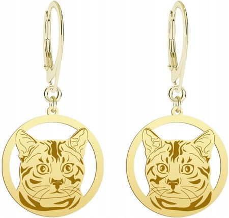 Mejk Jewellery Kolczyki Złote Bengal Cat 925