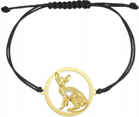 Mejk Jewellery Bransoletka Złota Kot Devon Rex 925 Sznurek