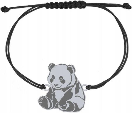 Mejk Jewellery Bransoletka Srebrna Panda 925 Sznurek
