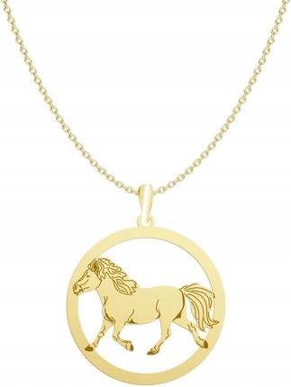 Mejk Jewellery Naszyjnik Złoty Z Koniem Shetland Pony 925 Łańcuszek