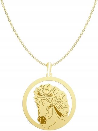 Mejk Jewellery Naszyjnik Złoty Z Koniem Shetland Pony 925 Łańcuszek
