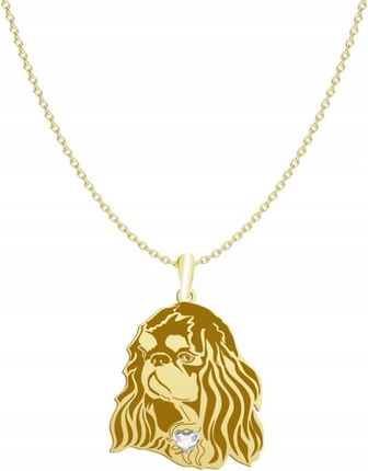 Mejk Jewellery Naszyjnik Złoty Z Psem King Charles Spaniel 925