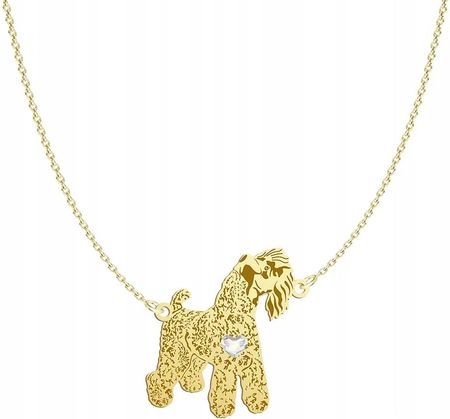 Mejk Jewellery Naszyjnik Złoty Z Kerry Blue Terrier 925 Łańcuszek