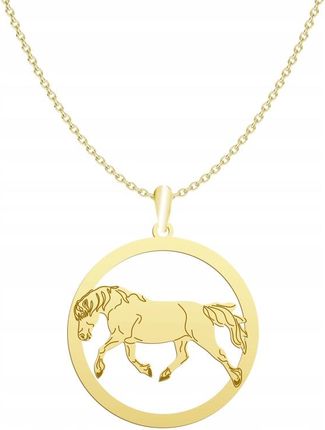 Mejk Jewellery Naszyjnik Złoty Z Koniem Haflinger 925 Łańcuszek