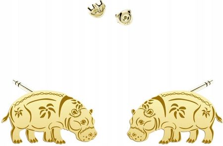 Mejk Jewellery Kolczyki Złote Hipopotam 925