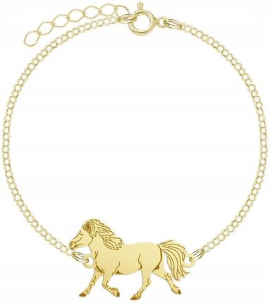 Mejk Jewellery Bransoletka Złota Z Koniem Shetland Pony 925