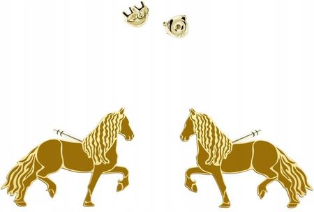 Mejk Jewellery Kolczyki Złote Koń Fryzyjski 925