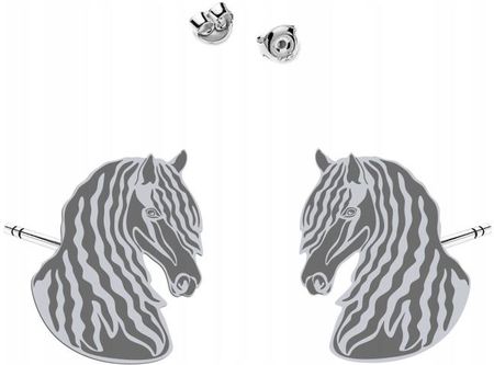 Mejk Jewellery Kolczyki Srebrne Koń Fryzyjski 925