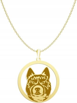 Mejk Jewellery Naszyjnik Złoty Z Karelian Bear Dog 925 Łańcuszek