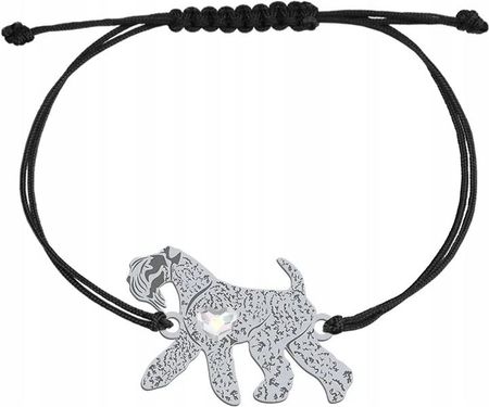 Mejk Jewellery Bransoletka Srebrna Z Kerry Blue Terrier 925 Na Sznurku