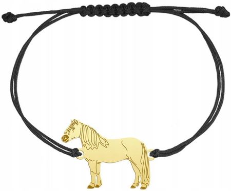 Mejk Jewellery Bransoletka Złota Z Koniem Haflinger Sznurek 925