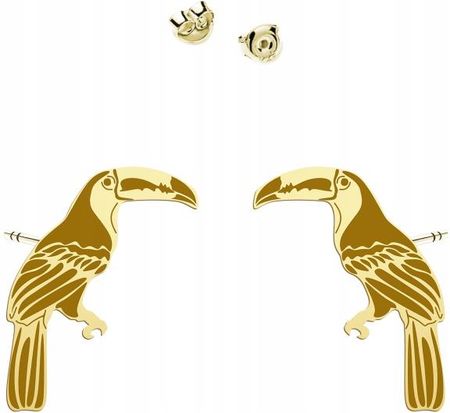 Mejk Jewellery Kolczyki Złote Ptak Tukan 925