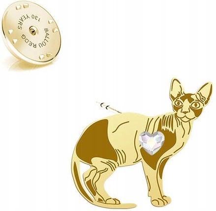 Mejk Jewellery Wpinka Złota Kot Sphynx 925