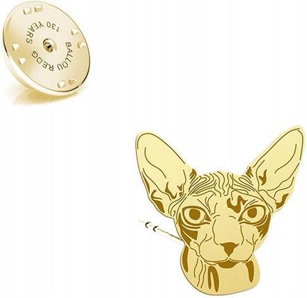 Mejk Jewellery Wpinka Złota Kot Sphynx 925