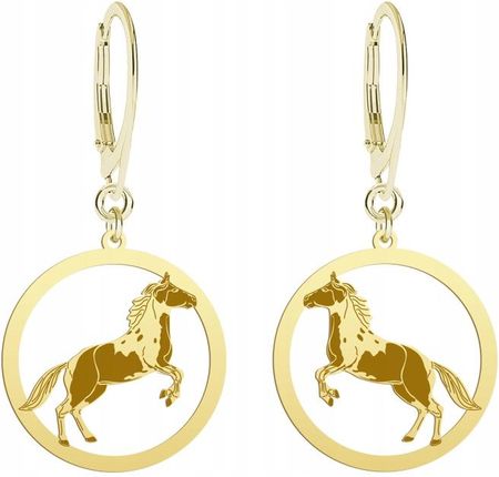 Mejk Jewellery Kolczyki Złote Koń American Paint Horse 925