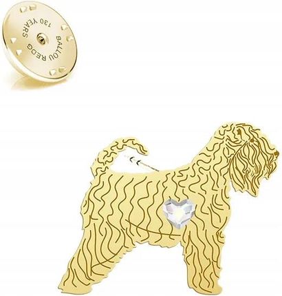 Mejk Jewellery Złota Wpinka Z Psem Irish Soft-Coated Wheaten Terrier 925