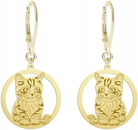 Mejk Jewellery Kolczyki Złote Kot Munchkin 925