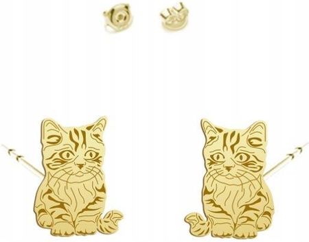 Mejk Jewellery Kolczyki Złote Kot Munchkin 925