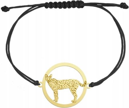 Mejk Jewellery Bransoletka Złota Kot Serwal Afrykański 925 Sznurek