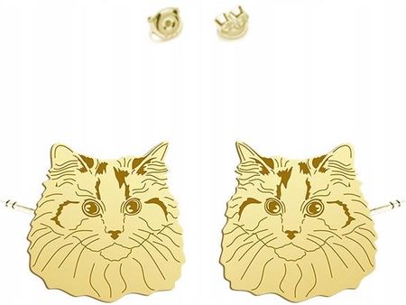 Mejk Jewellery Kolczyki Złote Ragdoll Cat 925