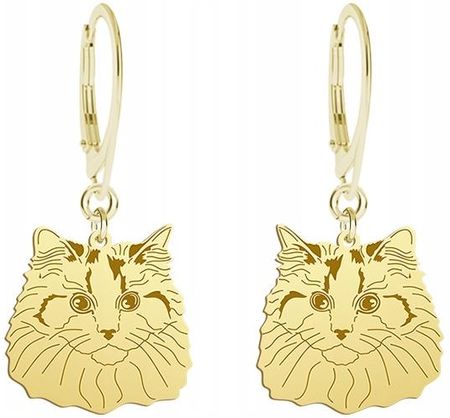 Mejk Jewellery Kolczyki Złote Kot Ragdoll 925