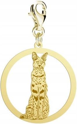 Mejk Jewellery Charms Złoty Kot Serwal Afrykański 925