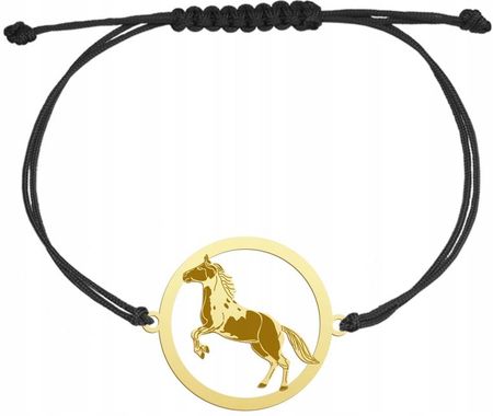 Mejk Jewellery Bransoletka Złota Koń American Paint Horse 925 Sznurek