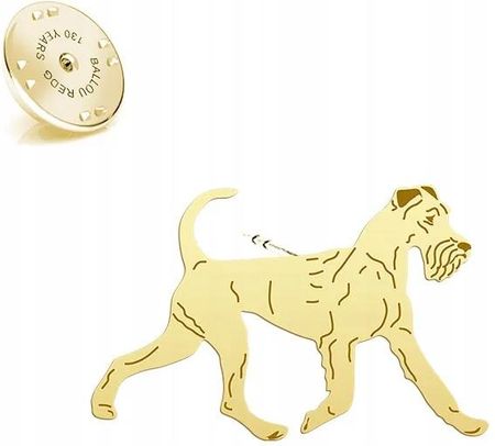 Mejk Jewellery Złota Wpinka Z Psem Rasy Irish Terrier 925