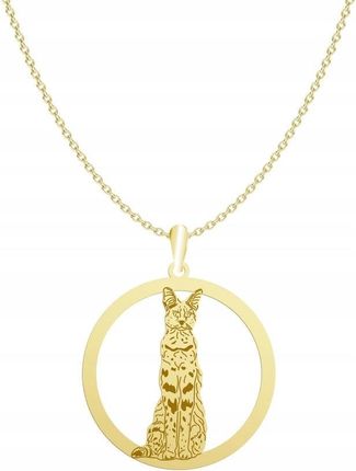 Mejk Jewellery Naszyjnik Złoty Kot Serwal Afrykański 925 Łańcuszek