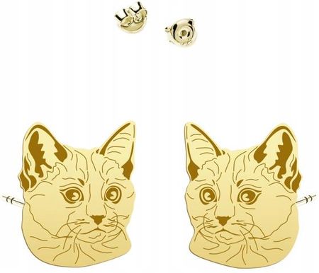 Mejk Jewellery Kolczyki Złote Kot Tajski 925