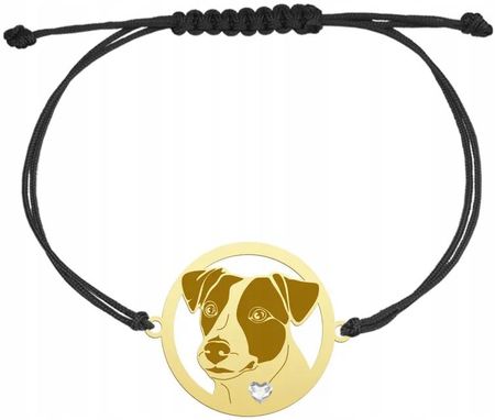 Mejk Jewellery Jack Russell Terrier Krótkowłosy Złota Bransoletka 925 Na Sznurku