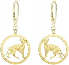 Mejk Jewellery Kolczyki Złote Kot Peterbald 925