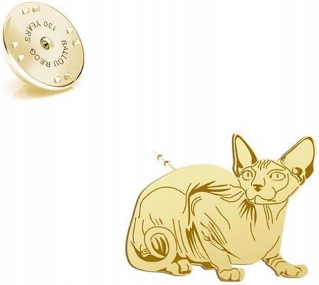 Mejk Jewellery Wpinka Złota Kot Peterbald 925