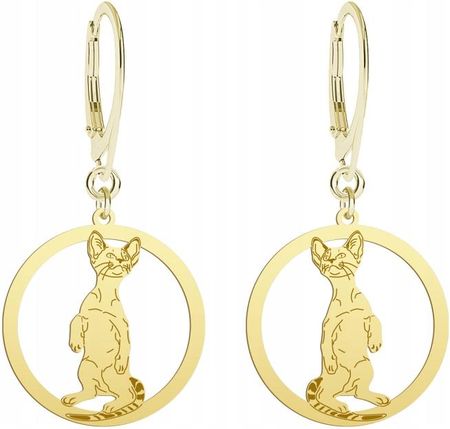 Mejk Jewellery Kolczyki Złote Kot Syjamski 925