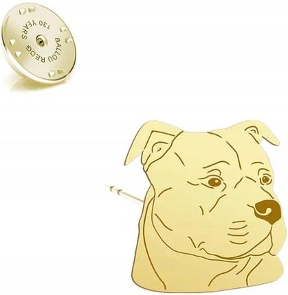 Mejk Jewellery Złota Wpinka Pin Z American Staffordshire Terrier 925
