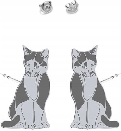 Mejk Jewellery Kolczyki Srebrne Kot Domowy Tuxedo 925