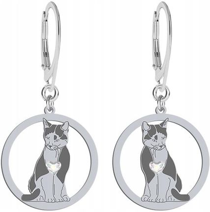Mejk Jewellery Kolczyki Srebrne Kot Domowy Tuxedo 925