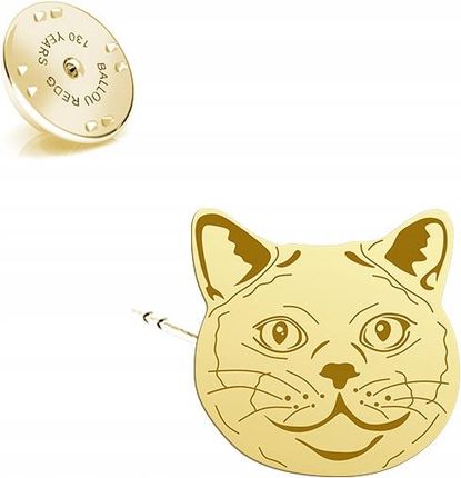 Mejk Jewellery Wpinka Złota British Shorthair Cat 925