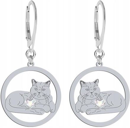 Mejk Jewellery Kolczyki Srebrne British Shorthair Cat 925