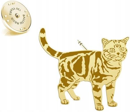 Mejk Jewellery Wpinka Złota Kot Amerykański Krótkowłosy 925