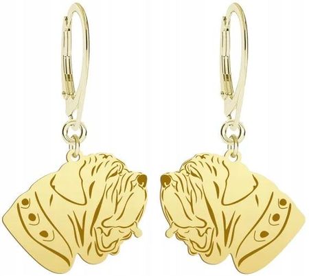 Mejk Jewellery Mastif Neapolitański Złote Kolczyki 925