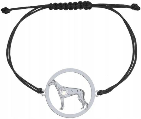 Mejk Jewellery Srebrna Bransoletka Z Psem Greyhound 925 Na Sznurku