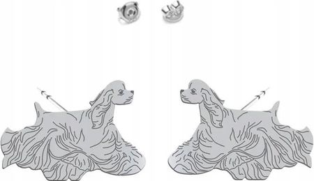 Mejk Jewellery Kolczyki Srebro Z Psem Cocker Spaniel Amerykański