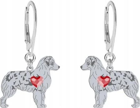 Mejk Jewellery Kolczyki Srebrne 925 Miniaturowy Owczarek Amerykański