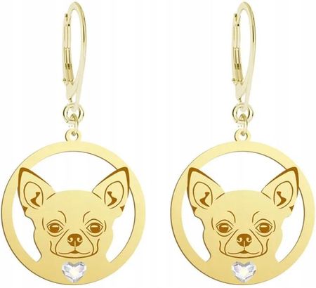 Mejk Jewellery Chihuahua Krótkowłosa Pozłacane Kolczyki