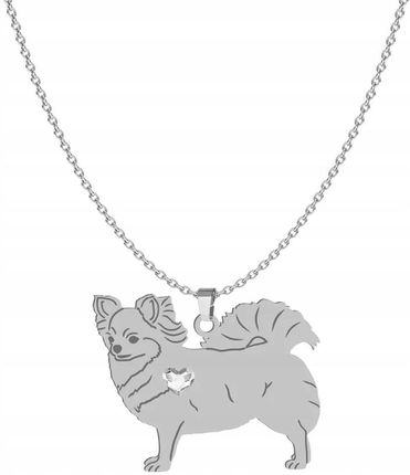 Mejk Jewellery Naszyjnik Srebrny Z Psem Chihuahua Długowłosa