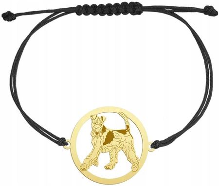 Mejk Jewellery Bransoletka Złota Z Psem Fox Terrier Wire Na Sznurek 925