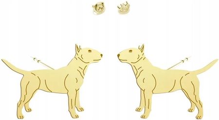 Mejk Jewellery Kolczyki Wkrętki Pozłacane Miniature Bull Terrier