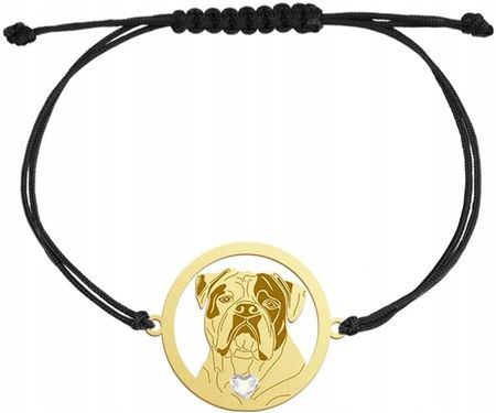 Mejk Jewellery Bransoletka Pozłacana Bulldog Amerykański Sznurek